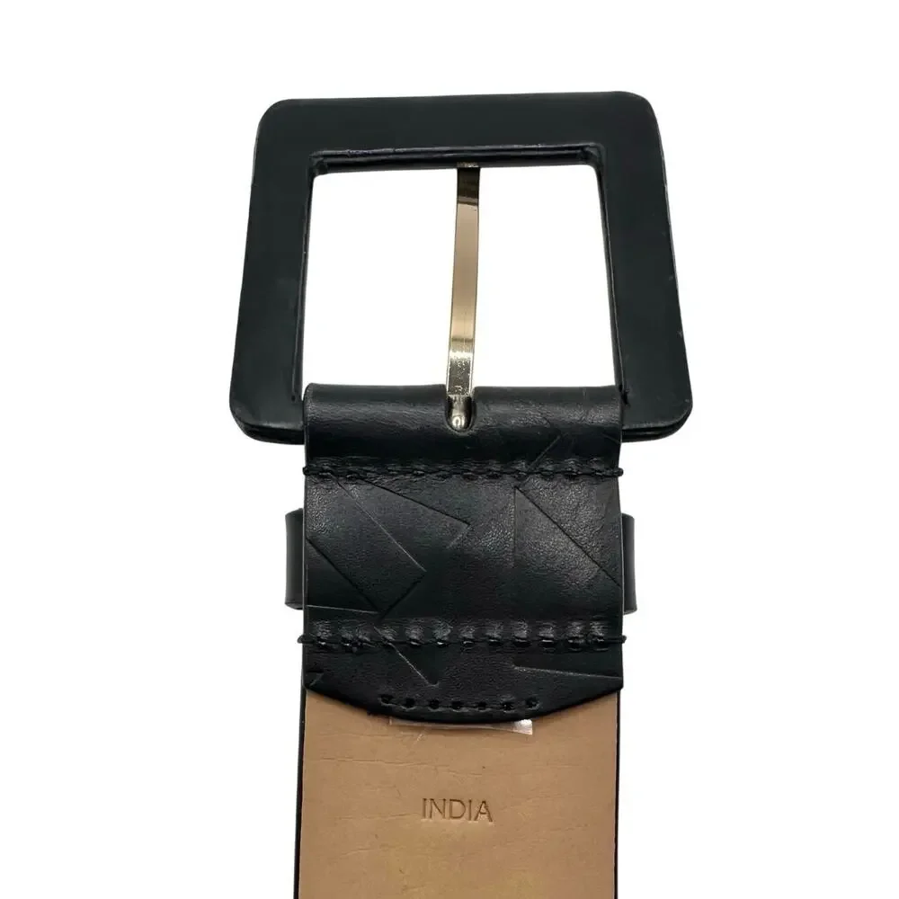 Michael Kors | Women | Black Wide Embossed Genuine Leather Belt | Small-Medium